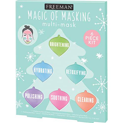 FREEMAN Beauty Passport to Glow Face Mask Gift Set for Skin Care, With Charcoal, Clay, and Mud Masks, Set of 5