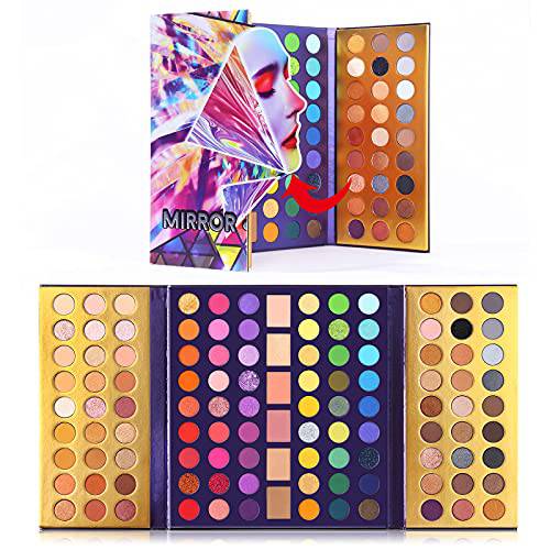 UCANBE Mirror Colorful Eyeshadow Palette Professional Glitter Shimmer Matte Bright Purple Green Nude Eye Shadow Plattet Highly Pigmented Highlighters Contour Blush All In One Make Up Palletes Set