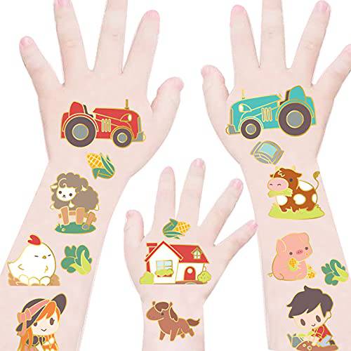Farm Party Temporary Tattoos Glitter Temporary Tattoos Petting Zoo, Cow, Horse, Tractor Trailer, Sheep, Birthday Party Favors