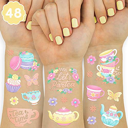 xo, Fetti Tea Party Temporary Tattoos - 48 Glitter Styles | Partea Birthday Party Supplies, Tea Kettle, Cupcakes, Butterfly Arts and Crafts, Easter, Mother’s Day