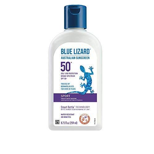 BLUE LIZARD Sport Mineral-Based Sunscreen Lotion - SPF 50+, Cream, Unscented, 8.75 Fl Oz