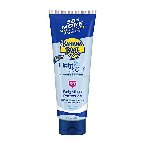 Banana Boat Light As Air, Reef Friendly, Broad Spectrum Sunscreen Lotion, SPF 50, 9oz.