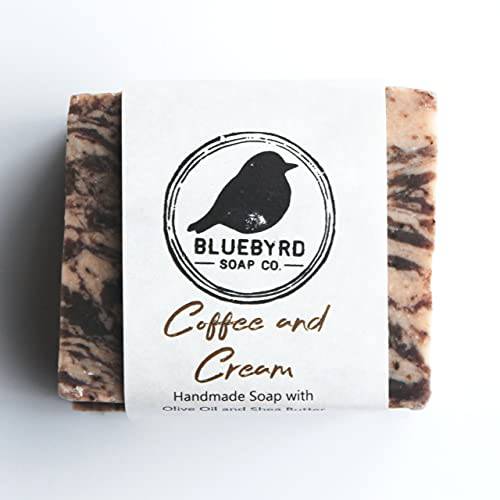 BLUEBYRD Soap Co. Coffee and Cream Exfoliating Soap Bar for Women | Coffee Lovers Bath Soap Gift | Exfoliate Naturally with Coffee Grounds| Goat Milk Soap Bars - For Eczema, Psoriasis & Dry Sensitive Skin. | All Natural Soap For Women (COFFEE)