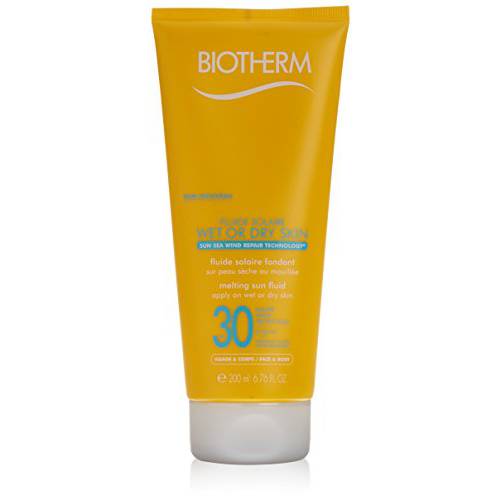 Biotherm Fluide Solaire Wet Or Dry Skin Melting Sun Fluid SPF 30 For Face And Body, Water Resistant, 6.76 Ounce