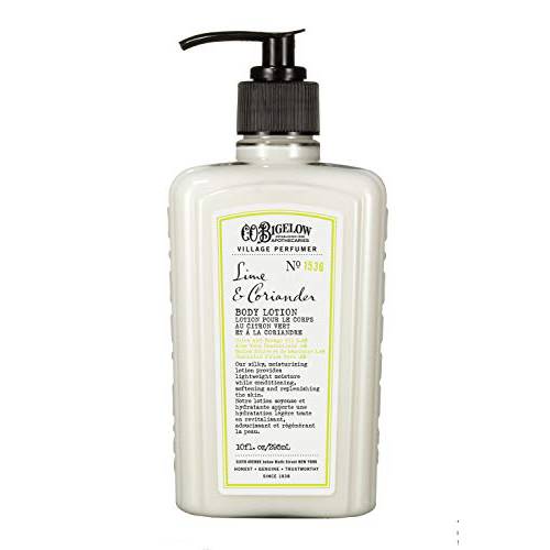 C.O. Bigelow Village Perfumer Moisturizing Body Lotion for Women and Men, Lime Coriander Scented Lotion - No. 1536, 10 fl oz