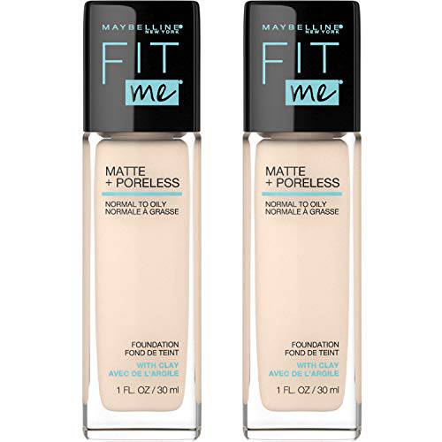 Maybelline Fit Me Matte + Poreless Liquid Foundation Makeup, Golden, 1 Fl Oz (Pack of 2)