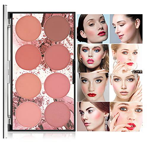 CCbeauty 8 Color Blush Palette Matte, Long Lasting Natural Glow Complexion Face Blushes, Bright Shimmer Blush Powder, Highlight Blush Palette, Professional Facial Makeup Blusher, Valentine’s Day Gift Sets for Her, Girls Women