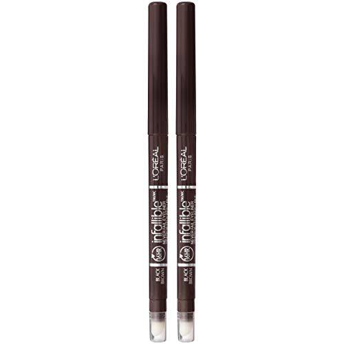 L’Oreal Paris Makeup Infallible Never Fail Original Mechanical Pencil Eyeliner with Built in Sharpener, Black Brown, 2 Count
