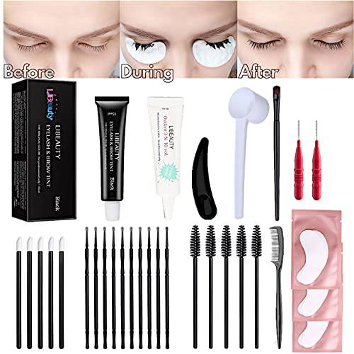 Libeauty Lash Color Kit, Eyelash＆Brow Black Color Kit, Mild And Non-irritating Ingredients, Semi-permanent Effect Last For 6-8 Weeks Only Takes 15 Mins(Black)