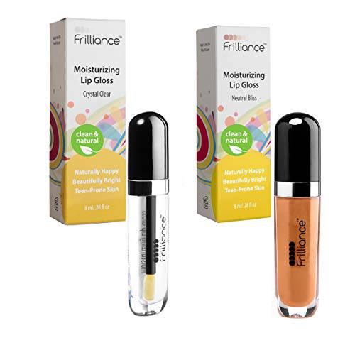 Frilliance Lip Duo Moisturizing Natural Lip Gloss for Teens, Cruelty Free Hypoallergenic All Skin Types