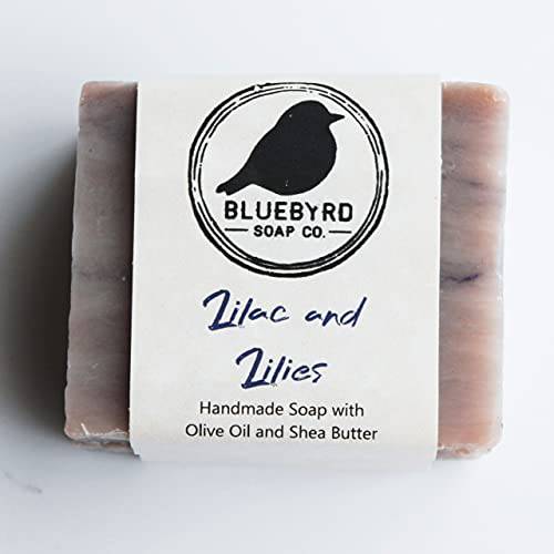 BLUEBYRD Soap Co. Lilac & Lilies Floral Soap Bar for Women | Luxury Perfumed Soap for Daily Use & Guest Soap | Cruelty Free & Eco Friendly | Vegan Cold Pressed Hand Soap & Body Soap Bars for Women (LILAC)