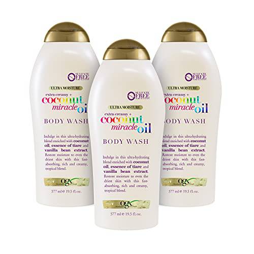 OGX Extra Creamy + Coconut Miracle Oil Ultra Moisture Body Wash, 58.5 Fl Oz, Pack of 3