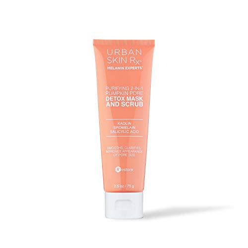 Urban Skin Rx Purifying 2-in-1 Pumpkin Pore Detox Mask & Scrub | Self-Warming Formula Detoxifies and Exfoliates to Deeply Cleanse and Rejuvenate Skin, Formulated with Kaolin and Jojoba Beads | 2.5 Oz