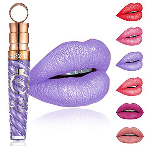 Edanta Glitter Lipstick Purple Matte Liquid Lipsticks Metallic Lip Gloss Shimmer Lipgloss Velvet Lip Stick Makeup for Women and Girls Pack of 1 (Purple 18)