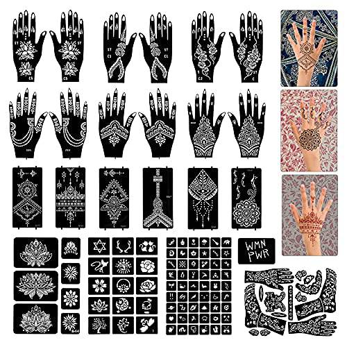 TinkTac 22 Sheets Henna/Mehndi Tattoo Stencils, Henna Body Art Templates