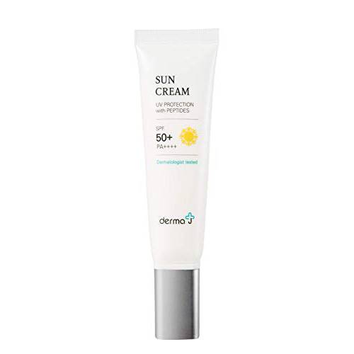 Derma J Premium Sunscreen with SPF 50+/PA++++ 50ml/1.69 fl.oz.- Perfect UV Protection with Peptide- Dermatologist Tested and Recommended- Daily Moisturizer Facial Sun Cream for All Type of Skin