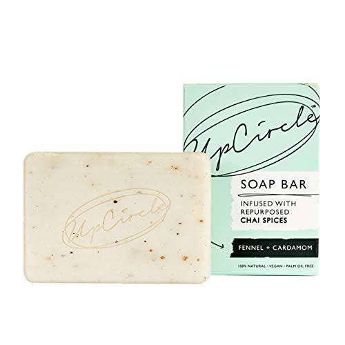 UpCircle Fennel + Cardamom Chai Soap Bar 3.5oz - Certified Organic Vegan Cleanser For Face And Body - Green Clay, Glycerin + Shea Butter Draw Toxins From Pores - Palm Oil Free