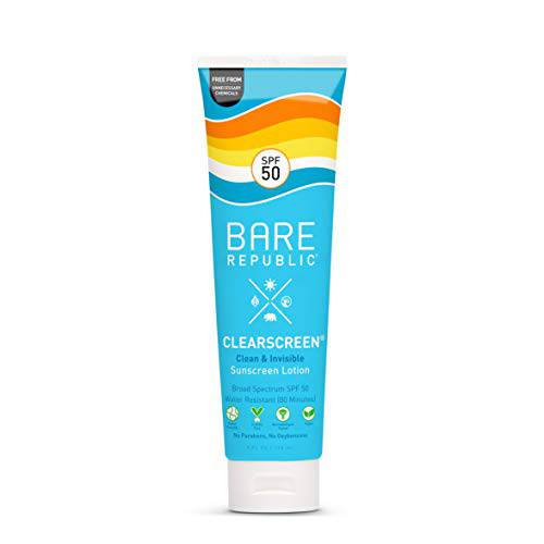 Bare Republic Clearscreen Sunscreen & Sunblock Body Lotion with Vitamin E, Broad Spectrum SPF 50, 5 Fl Oz