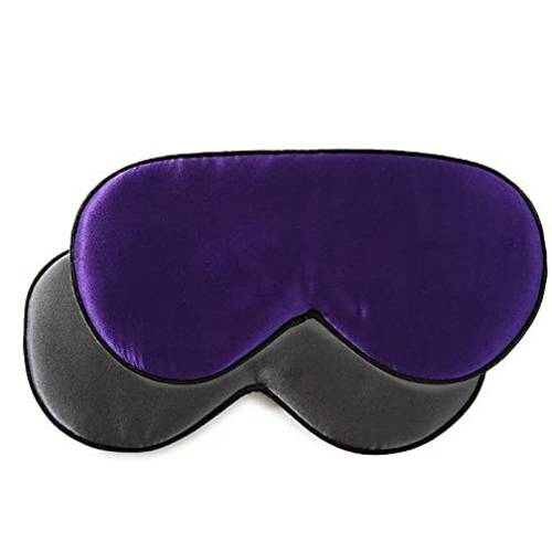 townssilk 2 pcs 100% Silk Sleep mask with Adjustable Strap,Comfortable and Super Soft Eye mask Including 1 pc Darkgrey and 1 pc Purple