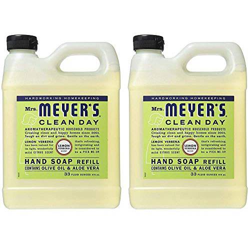 MRS. MEYER’S CLEAN DAY Liquid Hand Soap Refill Lemon Verbena, 33 Fl Oz (Pack of 2)