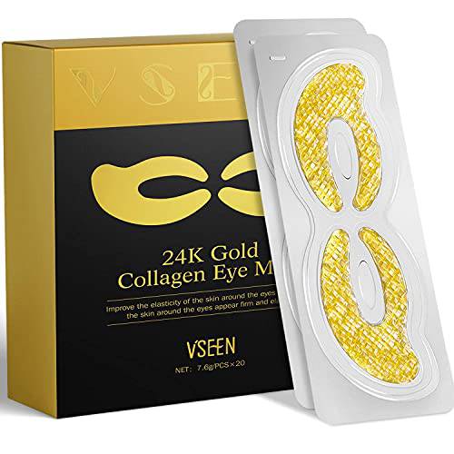 Vseen 24K Gold 20 Pairs Under the Eye, For Puffy Bags, Dark Circles and Wrinkles, Hydrogel, Crow’s Feet can Improve Elasticity Hydrogel Fixes eye Fatigue