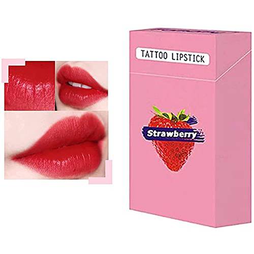Kolarmo Women Long Lasting Lip Gloss Cotton Swab Matte Tattoo Lipstick, Tattoo Lipstick Cotton Swab, Long Lasting Waterproof Liquid Lipstick (Strawberry Red)