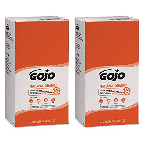 GOJO NATURAL ORANGE Pumice Hand Cleaner, 5000 mL Quick Acting Lotion Hand Cleaner Refill for GOJO PRO TDX Dispenser (Pack of 2) - 7556-02