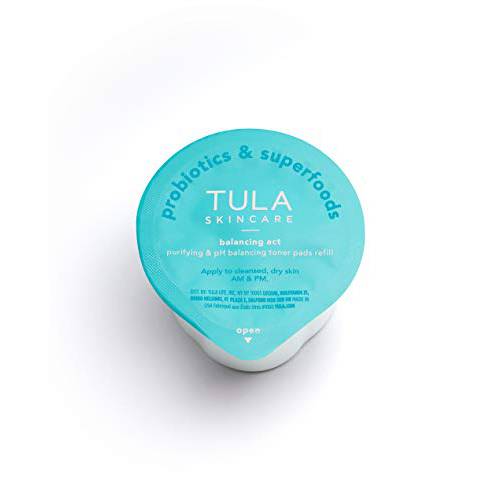 TULA Skin Care Balancing Act Purifying & pH Balancing Toner Pads | Gentle, Alcohol Free, Refreshing Pad to Lift Impurities & Purify Skin | 60 Pads