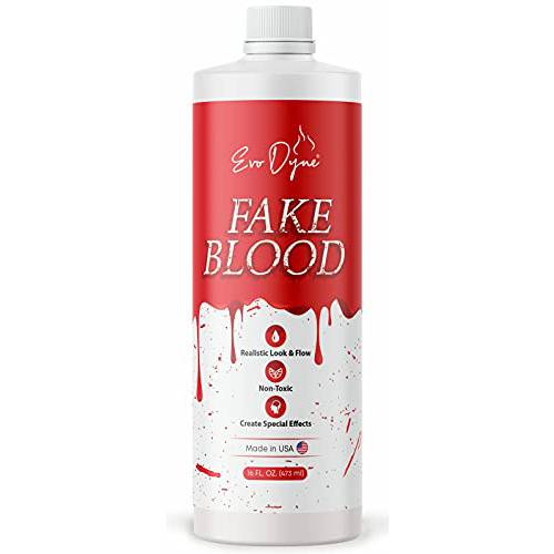 Evo Dyne Fake Blood (16 FL OZ), Made in the USA - Fake Blood for Halloween Costumes & Parties | Looks & Feels Like Real Blood