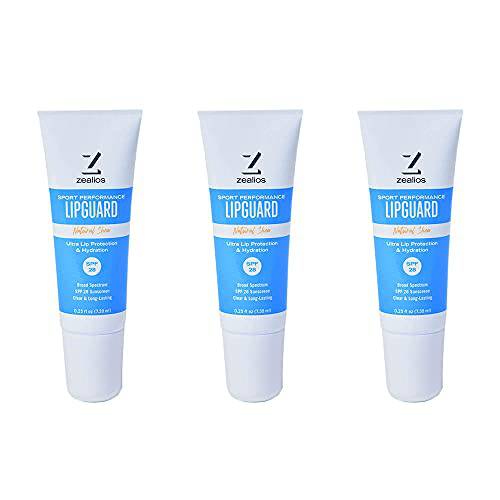 Zealios LipGuard - SPF 28 - UVA/UVB Sunscreen Protection & Repair Chapped Lips - Broad Spectrum Protection Lip Balm - Sensitive Skin Safe - Paraben Free Coconut Jojoba Oils Lip Applicator - Pack of 3