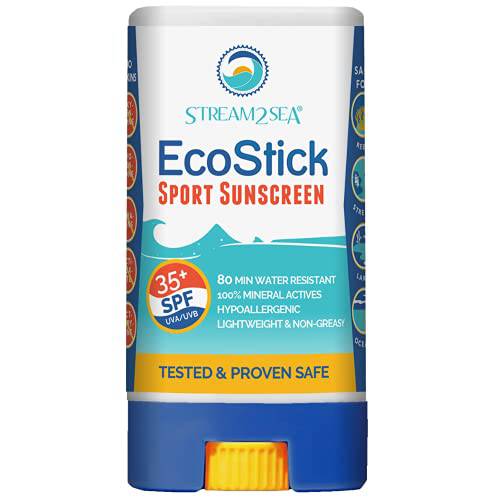 EcoStick SPF 35 Mineral Sunscreen Stick | Sweat & Water Resistant Sunblock | USDA Approved Biodegradable & Reef Safe Sunscreen Protection Against UVA UVB (EcoStick Sport) by Stream2Sea