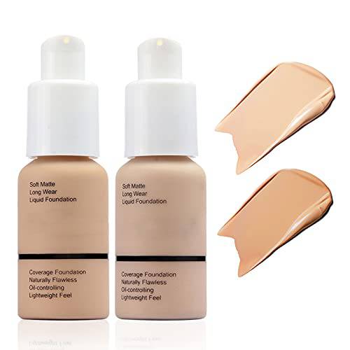 2PC PHOERA Foundation,Anglicolor Flawless Full Coverage Foundation 30ml Matte Oil-Control Long Lasting Waterproof Liquid Foundation christmas gifts for Women Girls (103*2)