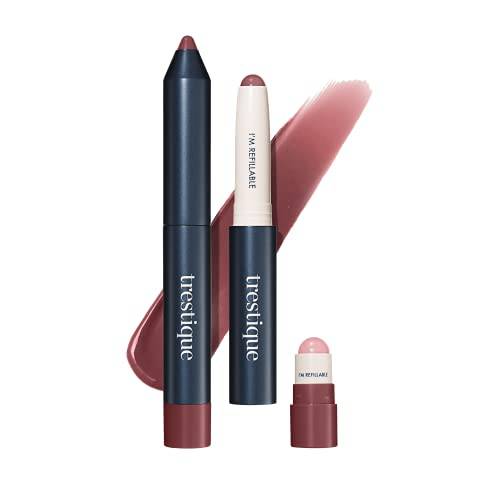 TRE’STIQUE trestique Prime And Shine Lip Crayon, Refillable Shiny Lipstick With Built-in Lip Primer, Clean Beauty Makeup Lipstick, Lipstick For Women, 2-in-1 Glossy Lipstick and Lip Primer