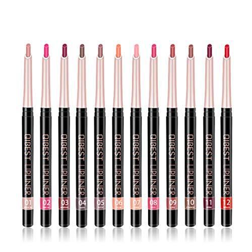 12 Colors Lip Liner Pencil Waterproof Non-Marking Matt Velvet Lipstick Pen （12Pcs Lot Set）