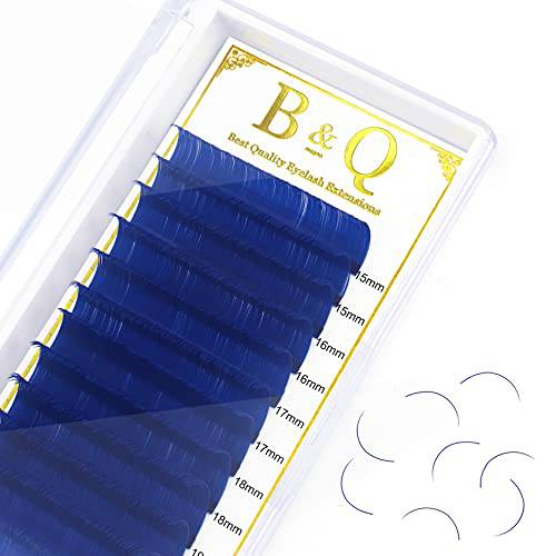 Colored Eyelash Extensions Blue Color Individual Lash Extensions 0.15 D Curl Colorful Classic Lash Extensions (Blue-D-0.15,15-20MIX)