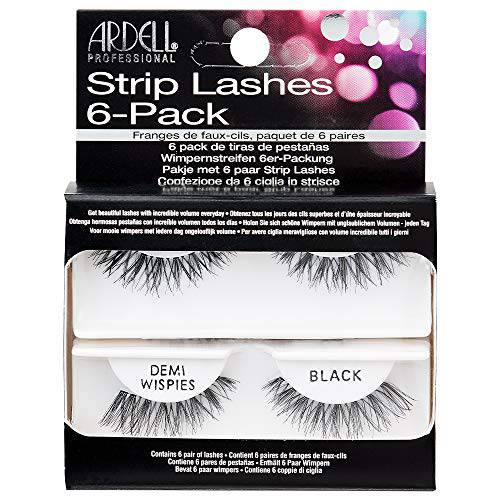 Ardell False Eyelashes Strip Lashes Demi Wispies Black, (6 pairs per pack) x 1 pack