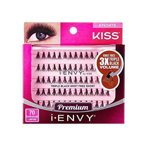 i-Envy Kiss Premium Knot Free 70 Individual Lashes (Triple Black- Short)