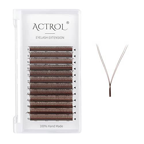 ACTROL YY Eyelashes Extension Lashes Brown D Curl 0.07mm 8-15mm Mixed Lash Volume Extension Easy Fans Y Shaped Premade Soft Eyelashes Supply