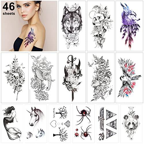 46 Sheets Flowers Temporary Tattoos Stickers Multi-Colored Mixed Style Body Art Temporary Tattoos for Women Girls or Adults Fake Tattoo Body Art Sticker of ZLXIN (multicolor)
