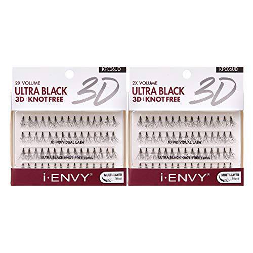 i-ENVY 2X Volume 3D Ultra Black Individual Lashes (2 PACK, Knot Free - Long)