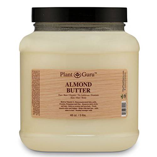 Almond Body Butter 3 lbs 100% Pure Raw Fresh Natural Cold Pressed. Skin, Hair, Nail Moisturizer, For DIY Creams, Lip Balms, Lotions and Soap Making 3 Pound