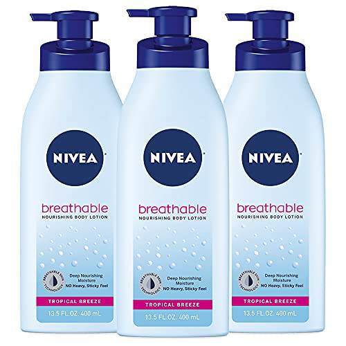 NIVEA Breathable Nourishing Body Lotion Tropical Breeze, Body Lotion for Dry Skin, Pack of Three 13.5 Fl Oz Pump Bottle