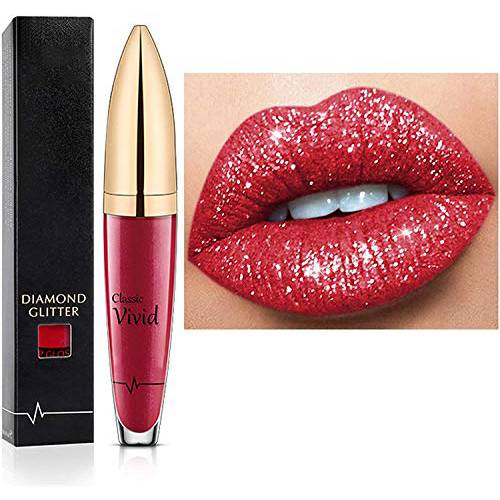 Joint Gou 18 Color Diamond Shiny Long Lasting Lipstick,Metallic Liquid Lipstick, Long-Lasting and Waterproof, Easy to Apply and Clean,Non-Stick Shining Lip Glaze Gift for Women and Girls