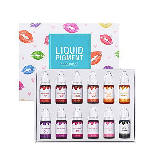 Ofanyia 12 Colors Liquid Pigment Set Lip Liquid Color DIY Lip Gloss and Lipstick Colorant Moisturizing Lip Liquid Color Kit