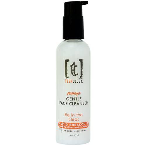 Teenology Gentle Face Cleanser for Teens - Avoid Acne and Breakouts - Papaya Scent 6 Ounce