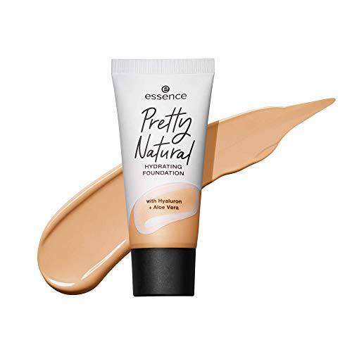essence | Pretty Natural Hydrating Foundation | Medium, Buildable Coverage for a Natural Skin Look | Formulated with Hyaluronic Acid and Aloe Vera | Made Without Gluten, Parabens, Oil & Alcohol | Vegan & Cruelty Free