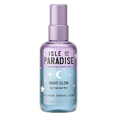 Isle of Paradise Night Glow Self Tan Face Mist - Jasmine, Argan Oil, and Hyaluronic Acid Infused Facial Spray for Soothing Gradual Glow, Vegan and Cruelty Free, 3.38 Fl Oz