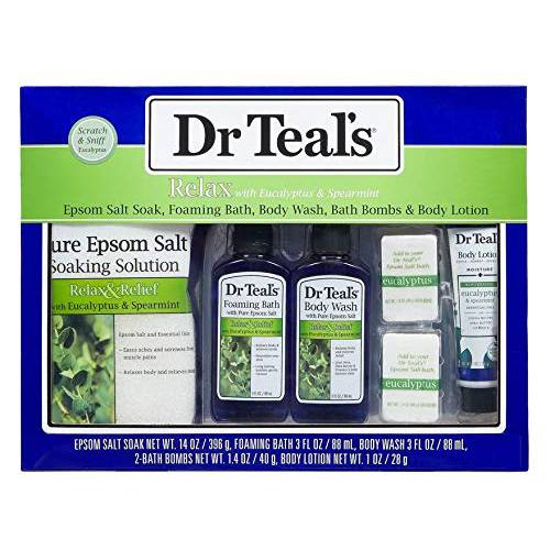 Dr Teal’s Relax with Eucalyptus & Spearmint 5-Piece Bath Travel Gift Set