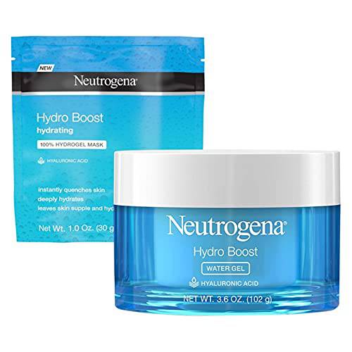 Neutrogena Hydro Boost Face Moisturizer with Hyaluronic Acid for Dry Skin, Oil-Free and Non-Comedogenic Water Gel Face Lotion and Hydrating Gel Facial Mask, Extra Large Value Size 3.6 fl. Oz