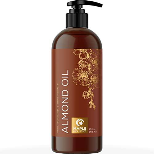 Cold Pressed Sweet Almond Oil - Pure Sweet Almond Oil for Skin Care and Moisturizing Body Oil for Men and Women - Carrier Oil for Essential Oils Mixing for Hair Skin and Nails DIY Beauty Products 16oz
